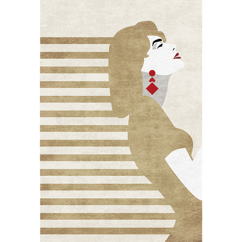 BowLift | Contemporary Figure Pattern Carpet Multicolor Polyester Carpet Washable Pet Friendly Area Rug for Bedroom