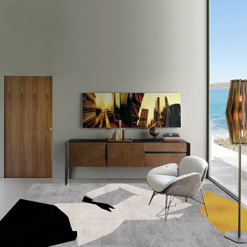 BowLift | Contemporary Figure Pattern Carpet Multicolor Polyester Carpet Washable Pet Friendly Area Rug for Bedroom