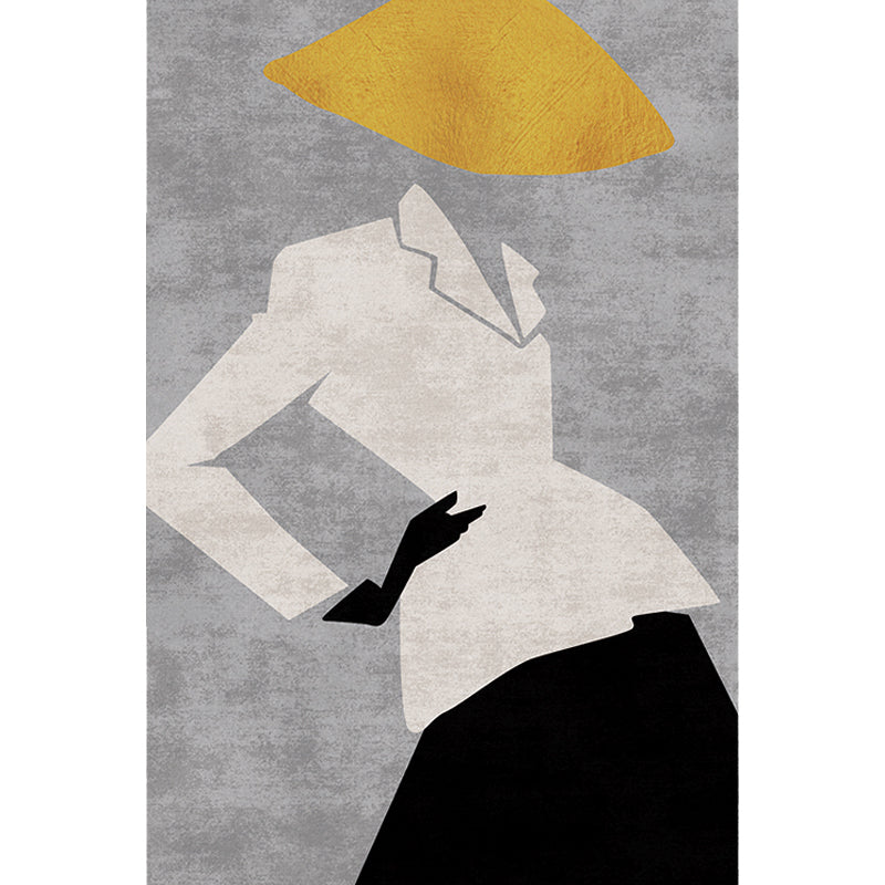 BowLift | Contemporary Figure Pattern Carpet Multicolor Polyester Carpet Washable Pet Friendly Area Rug for Bedroom