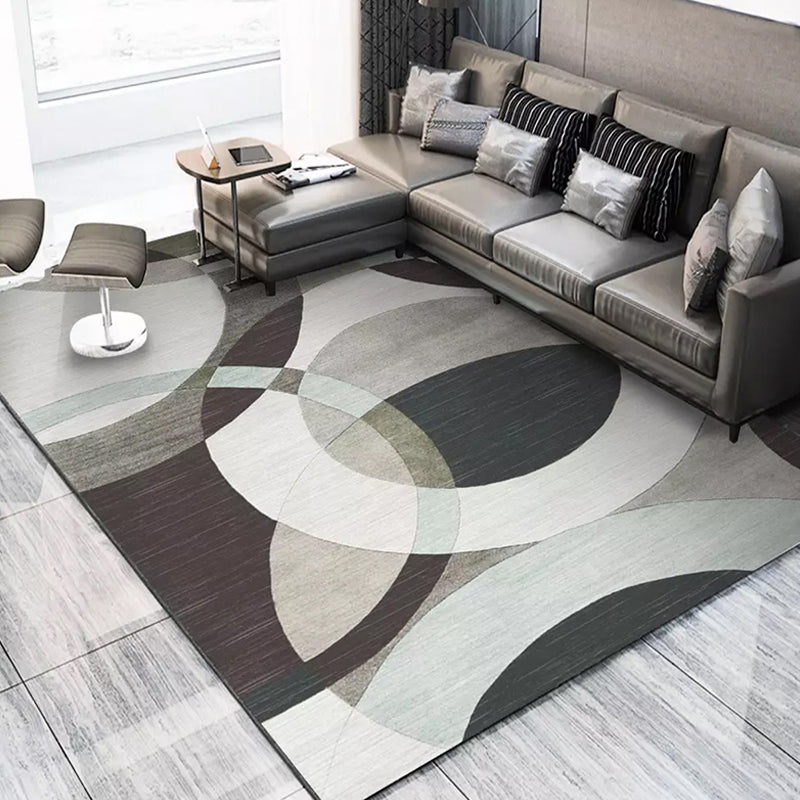Modern geometric patterned rug with striped multicolored polyester rug washable non-slip pet-friendly rug for the living room | Bowlift