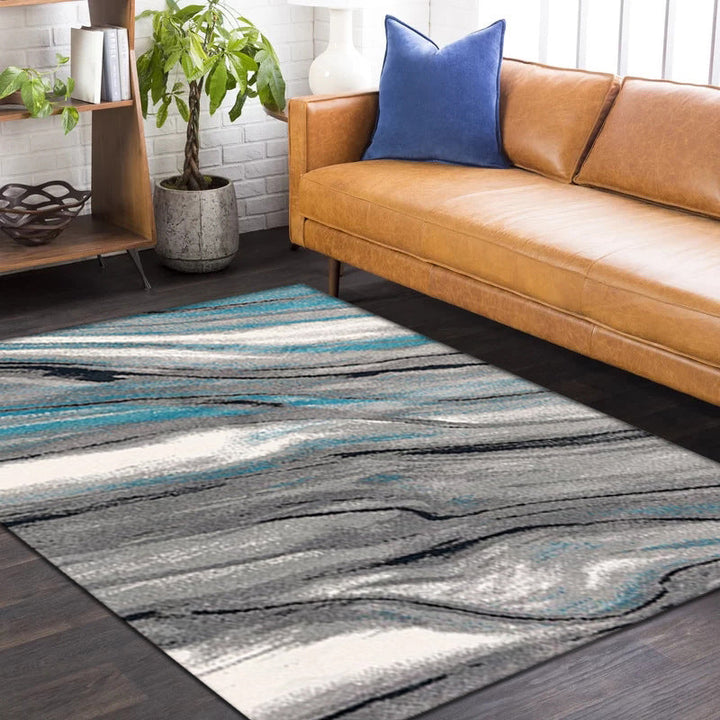 Modern abstract rug multicolored polyester rug washable non-slip pet-friendly rug for the living room | Bowlift