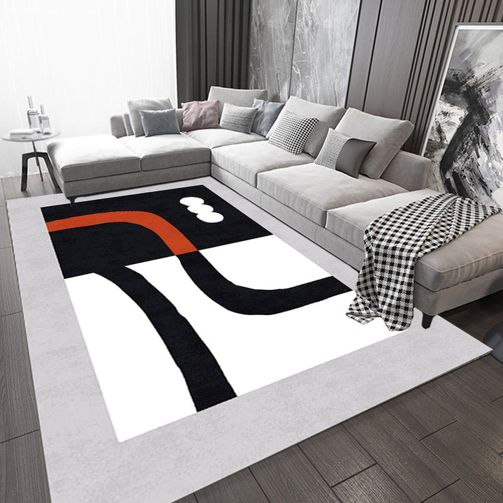 BowLift | Stylish Minimalist Carpet Black and White Abstract Rug Pet-friendly Non-slip Backing Carpet for Living Room