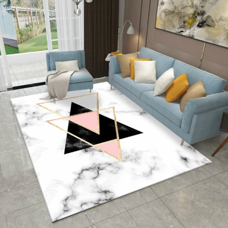 Multicolored Living Room Rug Color Block Geometric Pattern Rug Polyester Washable Non-Slip Pet-Friendly Rug | Bowlift