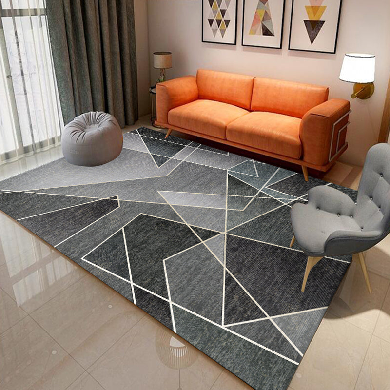 Contemporary living room rug color block geometric pattern rug polyester washable non-slip pet-friendly area rug | Bowlift