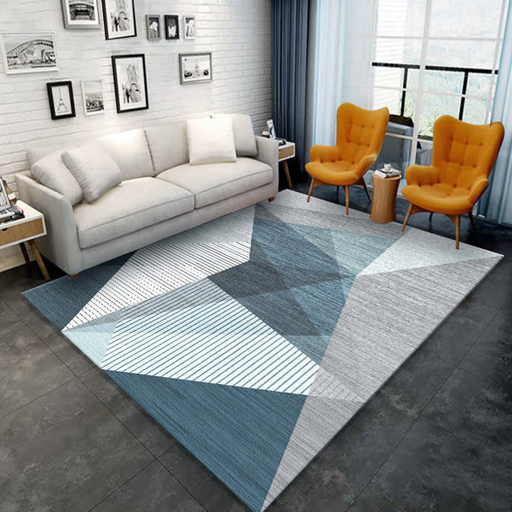 Contemporary living room rug color block geometric pattern rug polyester washable non-slip pet-friendly area rug | Bowlift