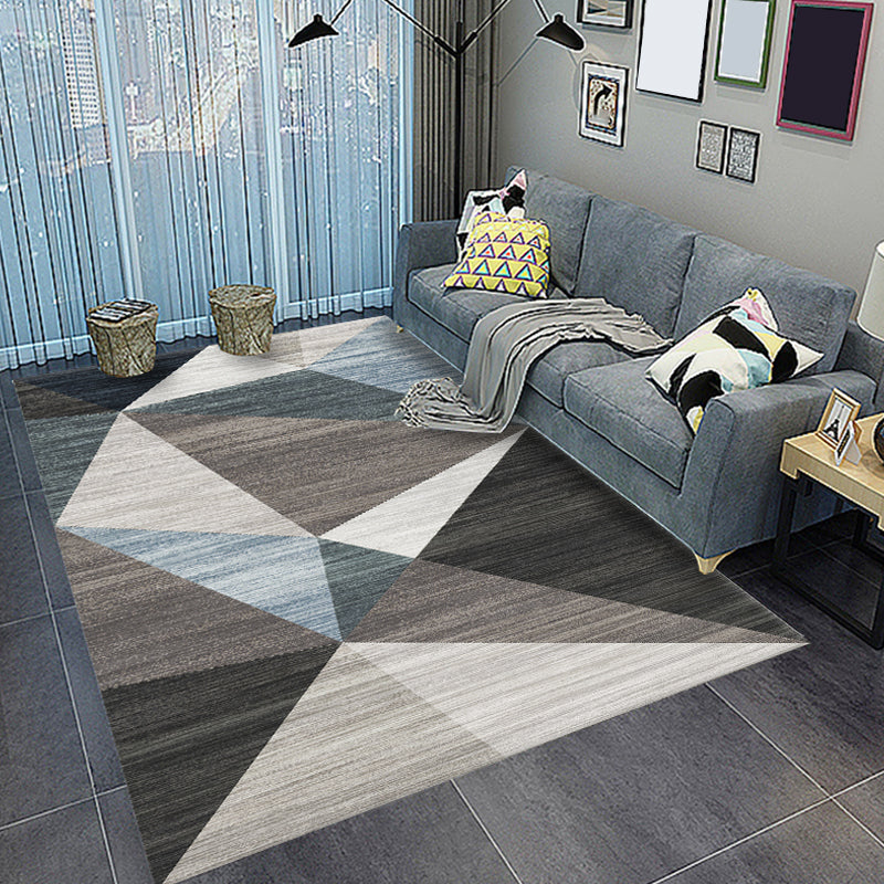 Contemporary living room rug color block geometric pattern rug polyester washable non-slip pet-friendly area rug | Bowlift