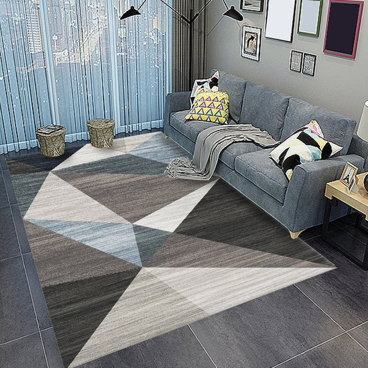 Contemporary living room rug color block geometric pattern rug polyester washable non-slip pet-friendly area rug | Bowlift