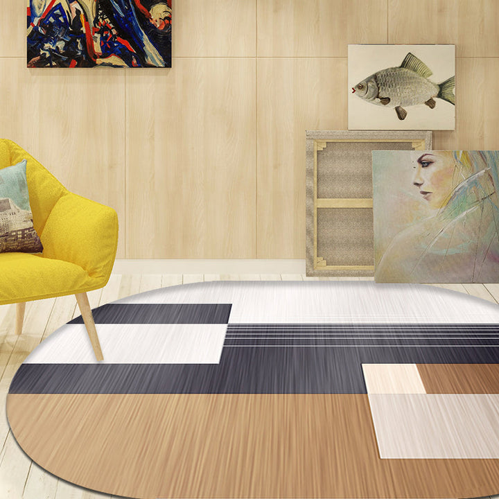 BowLift | Novelty living room rug in brown and ivory color box print rug polyester stain-resistant rug
