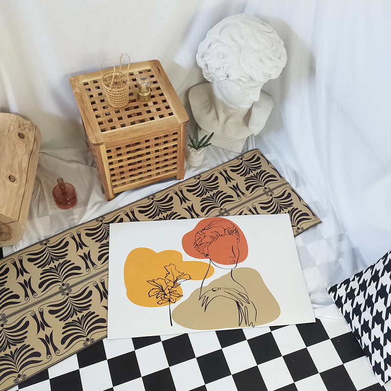 BowLift | Modern character pattern carpet with leaf brown and yellow polyester carpet washable pet-friendly carpet for the bedroom