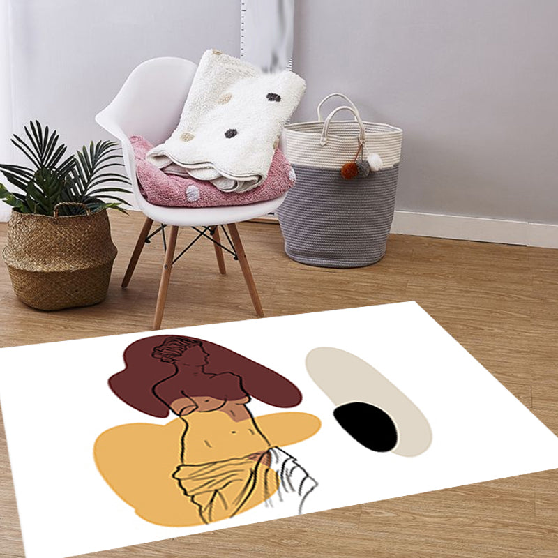 BowLift | Modern character pattern carpet with leaf brown and yellow polyester carpet washable pet-friendly carpet for the bedroom