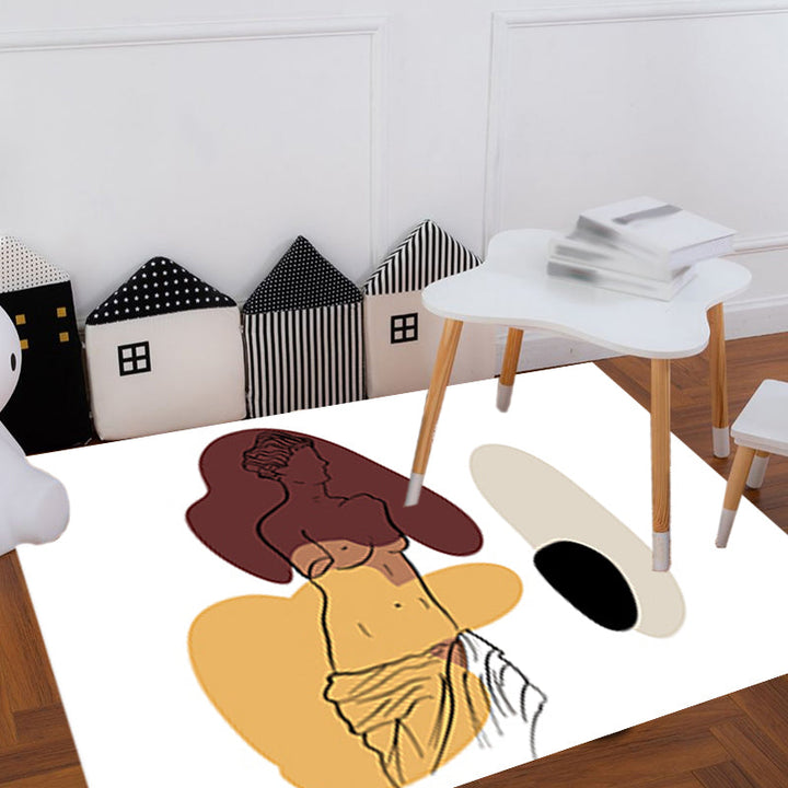 BowLift | Modern character pattern carpet with leaf brown and yellow polyester carpet washable pet-friendly carpet for the bedroom