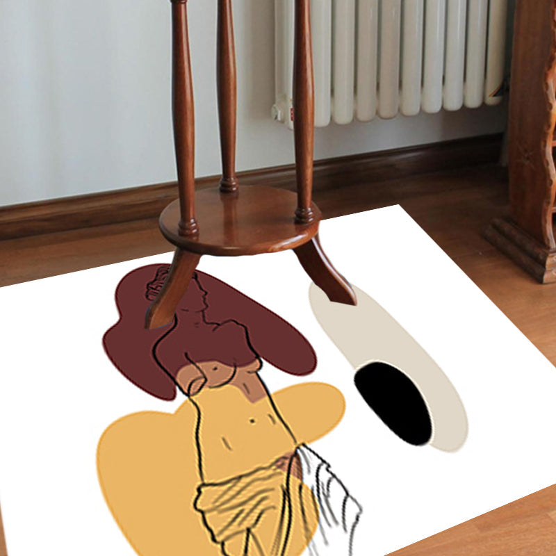 BowLift | Modern character pattern carpet with leaf brown and yellow polyester carpet washable pet-friendly carpet for the bedroom
