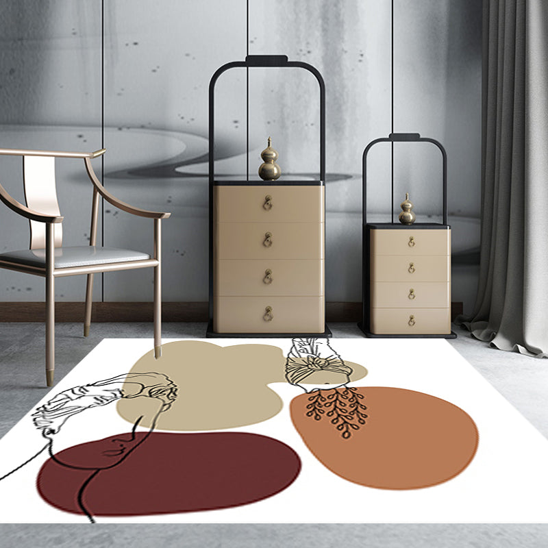 BowLift | Modern character pattern carpet with leaf brown and yellow polyester carpet washable pet-friendly carpet for the bedroom