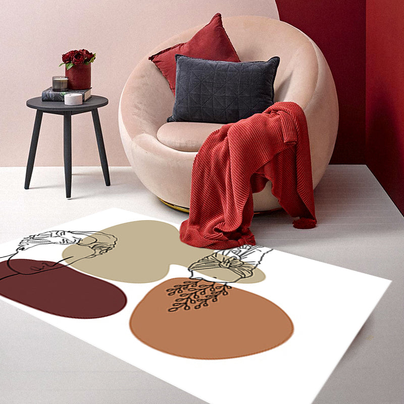 BowLift | Modern character pattern carpet with leaf brown and yellow polyester carpet washable pet-friendly carpet for the bedroom