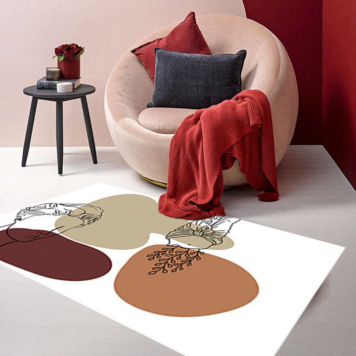 BowLift | Modern character pattern carpet with leaf brown and yellow polyester carpet washable pet-friendly carpet for the bedroom