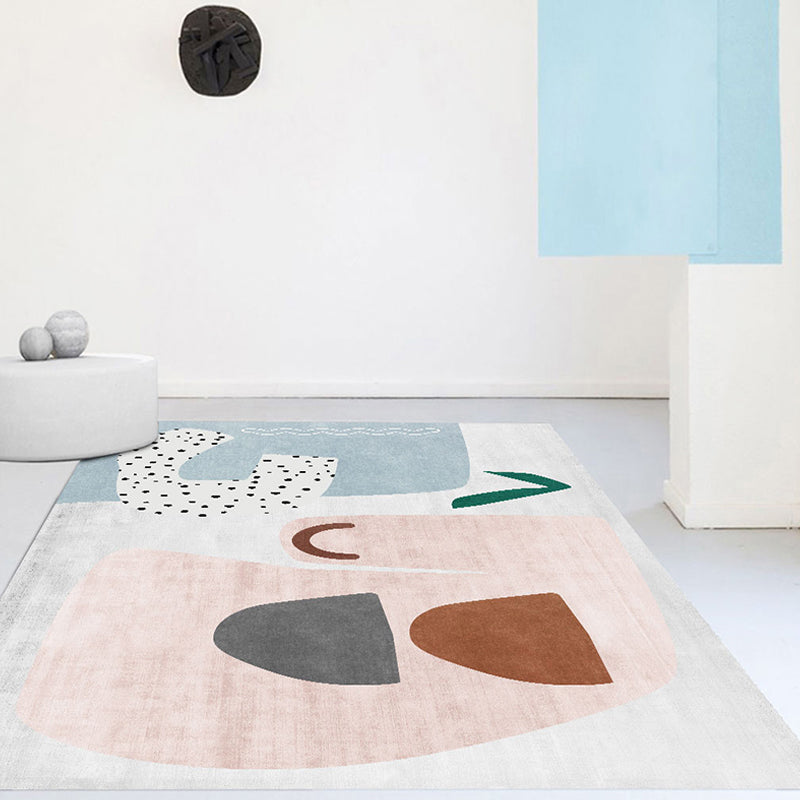 Scandinavian color-block abstract living room rug polyester novelty abstract rug washable pet-friendly rug | Bowlift