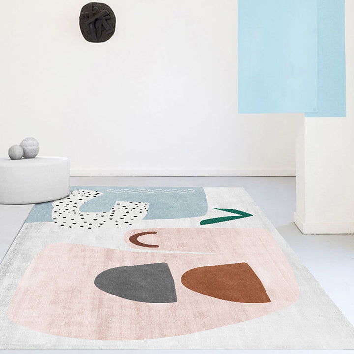 Scandinavian color-block abstract living room rug polyester novelty abstract rug washable pet-friendly rug | Bowlift