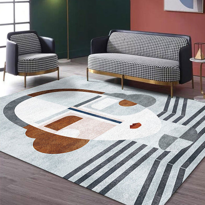 BowLift | Multicolor Living Room Carpet Nordic Character Pattern Carpet Polyester Washable Pet Friendly Area Rug
