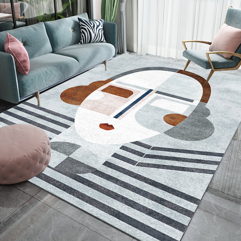 BowLift | Multicolor Living Room Carpet Nordic Character Pattern Carpet Polyester Washable Pet Friendly Area Rug