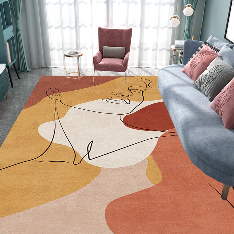 BowLift | Multicolor Living Room Carpet Nordic Character Pattern Carpet Polyester Washable Pet Friendly Area Rug