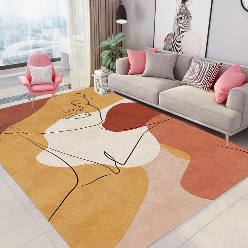 BowLift | Multicolor Living Room Carpet Nordic Character Pattern Carpet Polyester Washable Pet Friendly Area Rug