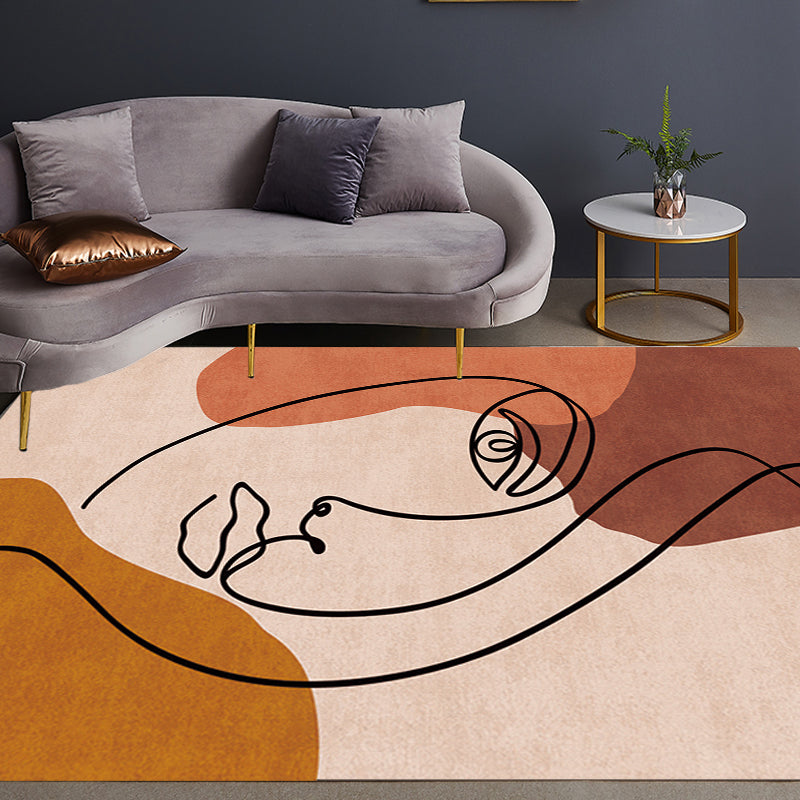 BowLift | Multicolor Living Room Carpet Nordic Character Pattern Carpet Polyester Washable Pet Friendly Area Rug