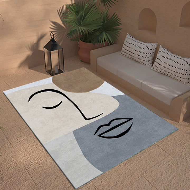 BowLift | Multicolor Living Room Carpet Nordic Character Pattern Carpet Polyester Washable Pet Friendly Area Rug