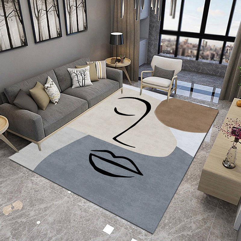 BowLift | Multicolor Living Room Carpet Nordic Character Pattern Carpet Polyester Washable Pet Friendly Area Rug