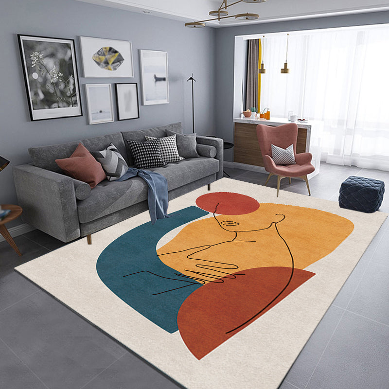 BowLift | Multicolor Living Room Carpet Nordic Character Pattern Carpet Polyester Washable Pet Friendly Area Rug
