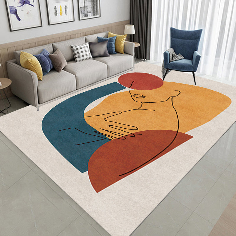BowLift | Multicolor Living Room Carpet Nordic Character Pattern Carpet Polyester Washable Pet Friendly Area Rug