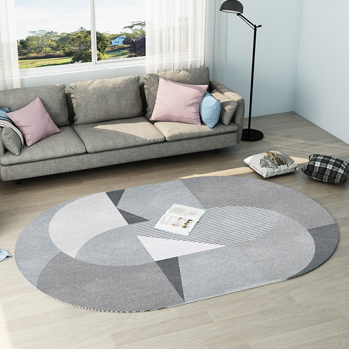 BowLift | Gray and Blue Bedroom Carpet Novelty Color Block Stripe Pattern Area Rug Polyester Pet Friendly Rug