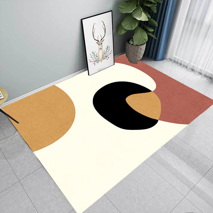 BowLift | Novelty Abstract Area Rug Beige Polyester Rug Non-Slip Back Washable Pet Friendly Area Rug for Living Room