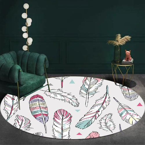 BowLift | Shaded Feather Pattern Rug Light Gray Kids Rug Polyester Pet Friendly Washable Area Rug for Children's Room