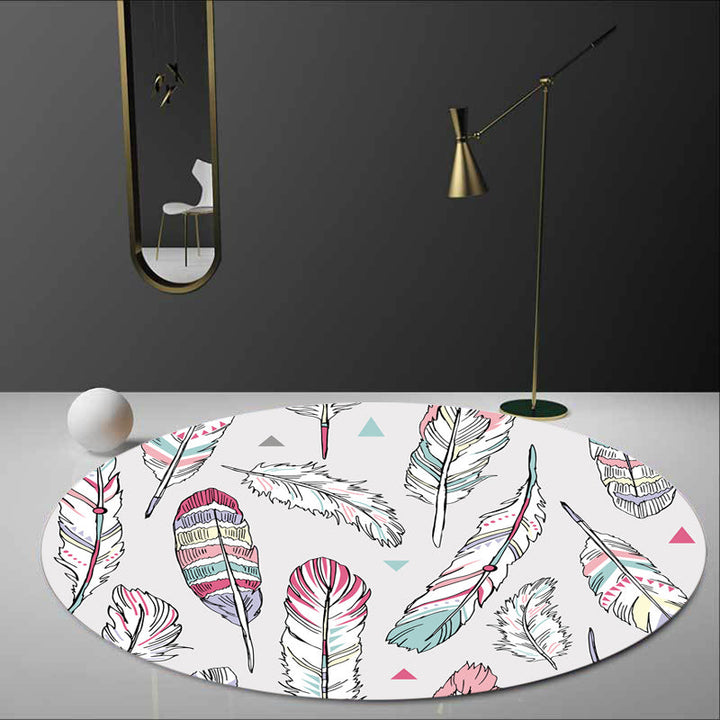 BowLift | Shaded Feather Pattern Rug Light Gray Kids Rug Polyester Pet Friendly Washable Area Rug for Children's Room