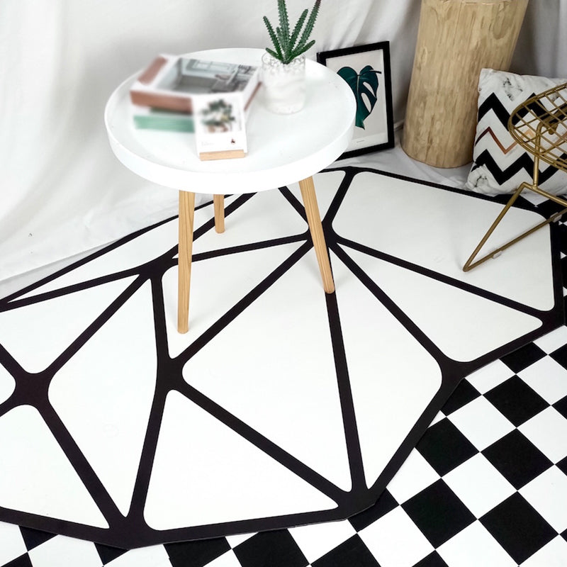 BowLift | Black and White Bedroom Carpet Contemporary Geometric Pattern Rug Leather Pet Friendly Non-Slip Area Rug