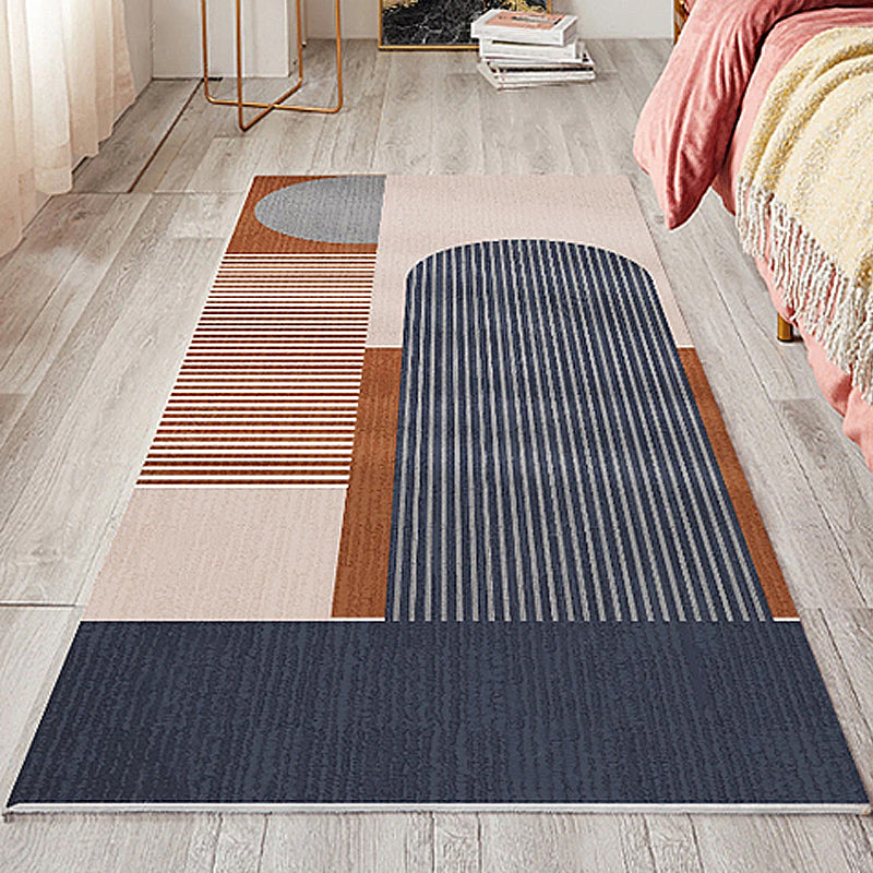 Stylish modern rug multicolored striped carpet washable pet-friendly non-slip rug for the bedroom | Bowlift