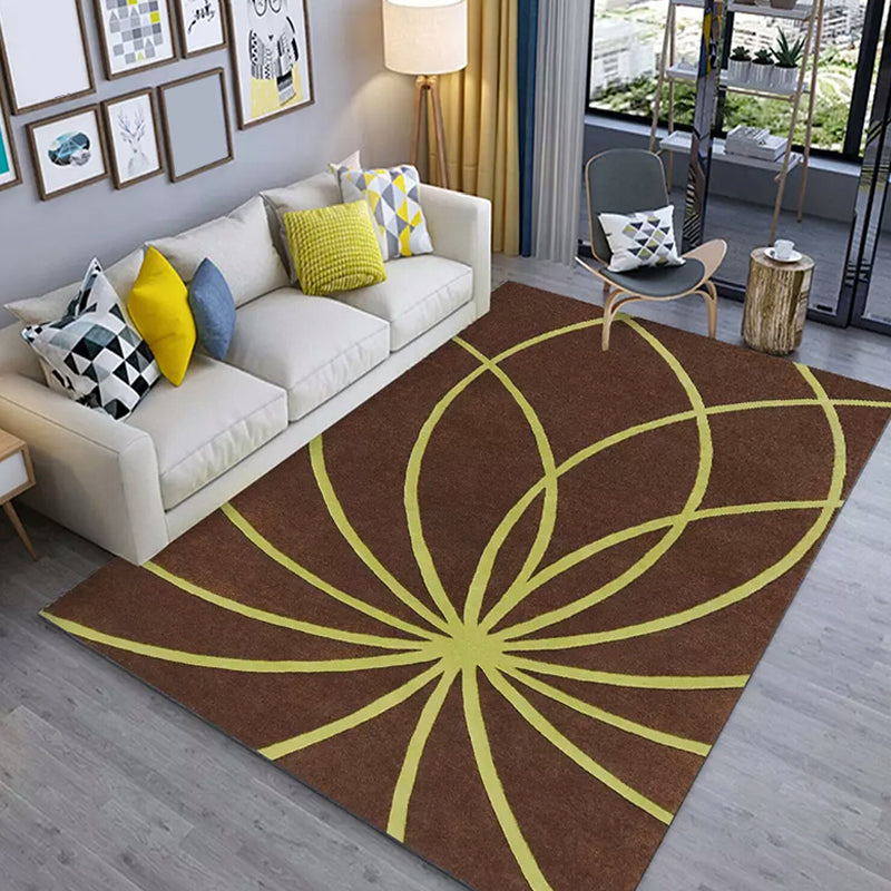 Casual color block geometric pattern rug Multicolor polyester rug washable non-slip pet-friendly rug for the living room | Bowlift