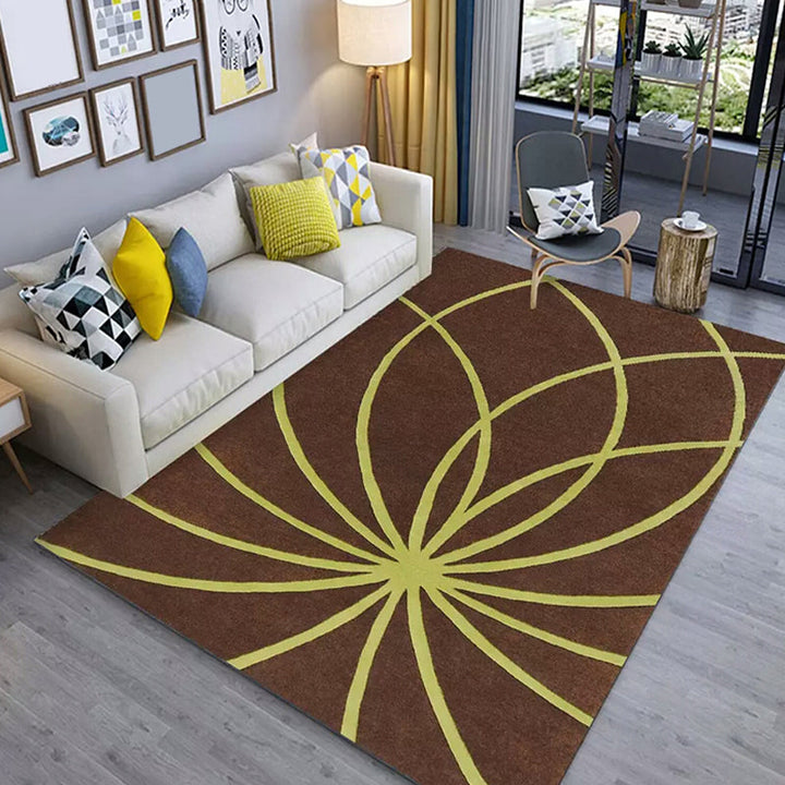 Casual color block geometric pattern rug Multicolor polyester rug washable non-slip pet-friendly rug for the living room | Bowlift