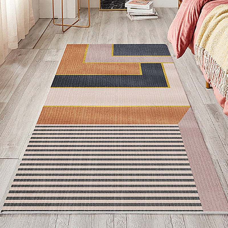 Multicolored Striped Pattern Carpet Polyester Novelty Carpet Pet Friendly Washable Carpet for the Living Room | Bowlift