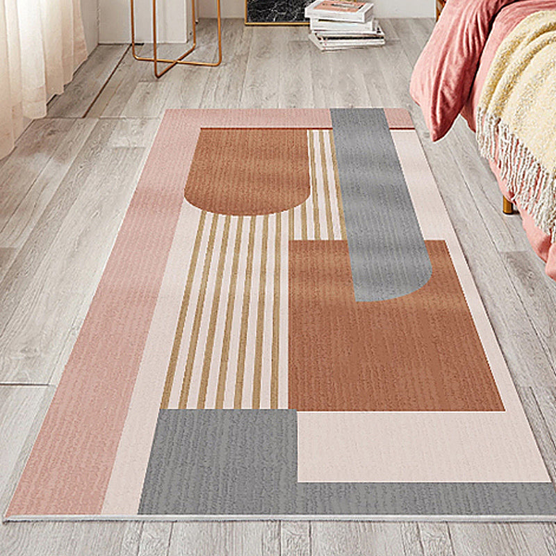 Multicolored Striped Pattern Carpet Polyester Novelty Carpet Pet Friendly Washable Carpet for the Living Room | Bowlift