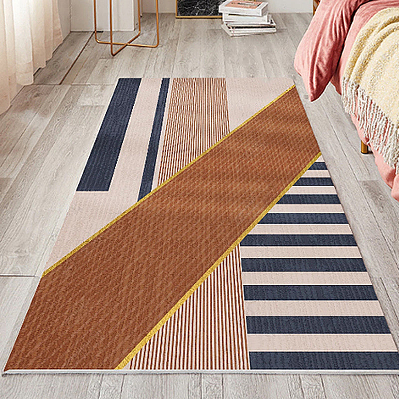 Multicolored Striped Pattern Carpet Polyester Novelty Carpet Pet Friendly Washable Carpet for the Living Room | Bowlift