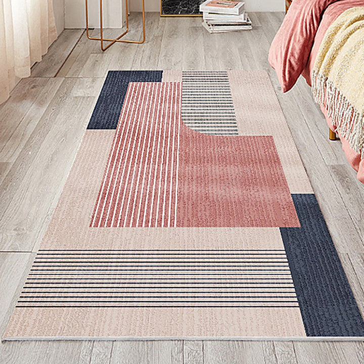 Multicolored Striped Pattern Carpet Polyester Novelty Carpet Pet Friendly Washable Carpet for the Living Room | Bowlift