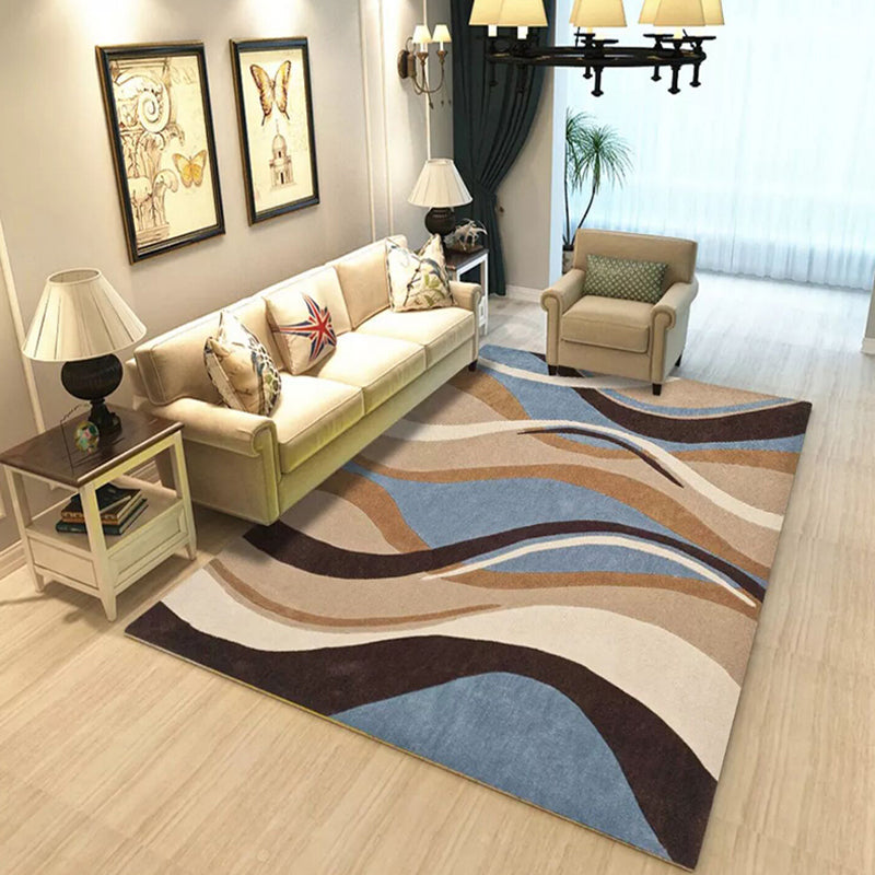 Fancy Colorblock Geometric Pattern rug with swirl stripes Polyester Nordic rug pet-friendly non-slip back rug for living room | Bowlift