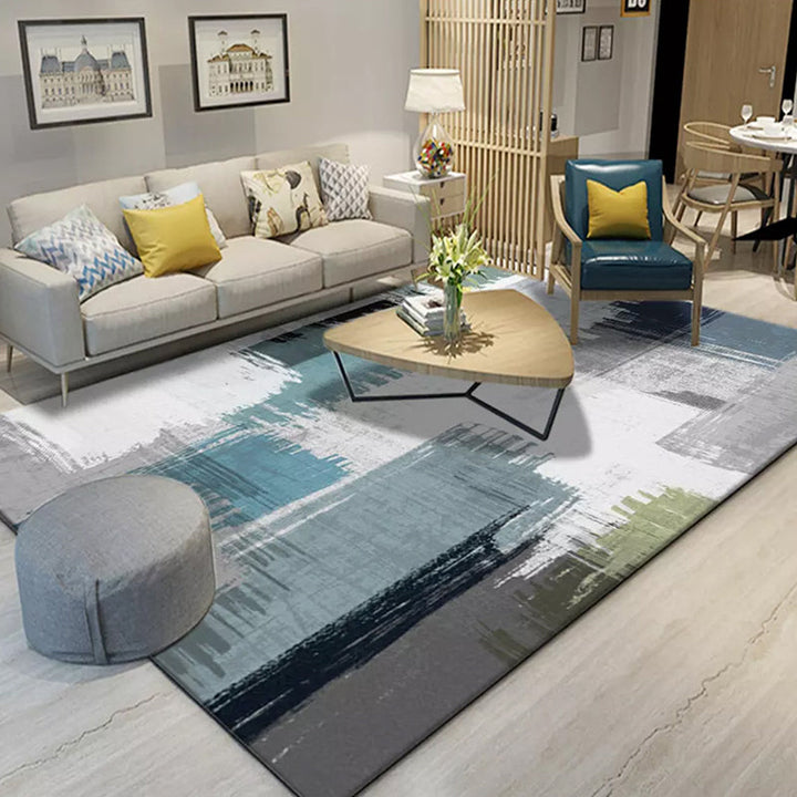 Fancy Colorblock Geometric Pattern rug with swirl stripes Polyester Nordic rug pet-friendly non-slip back rug for living room | Bowlift
