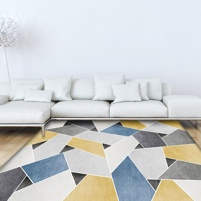 Unique geometric pattern rug Blue and Green Modern rug Polyester Washable Pet-friendly non-slip rug for the living room | Bowlift