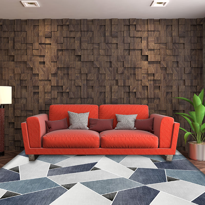 Unique geometric pattern rug Blue and Green Modern rug Polyester Washable Pet-friendly non-slip rug for the living room | Bowlift