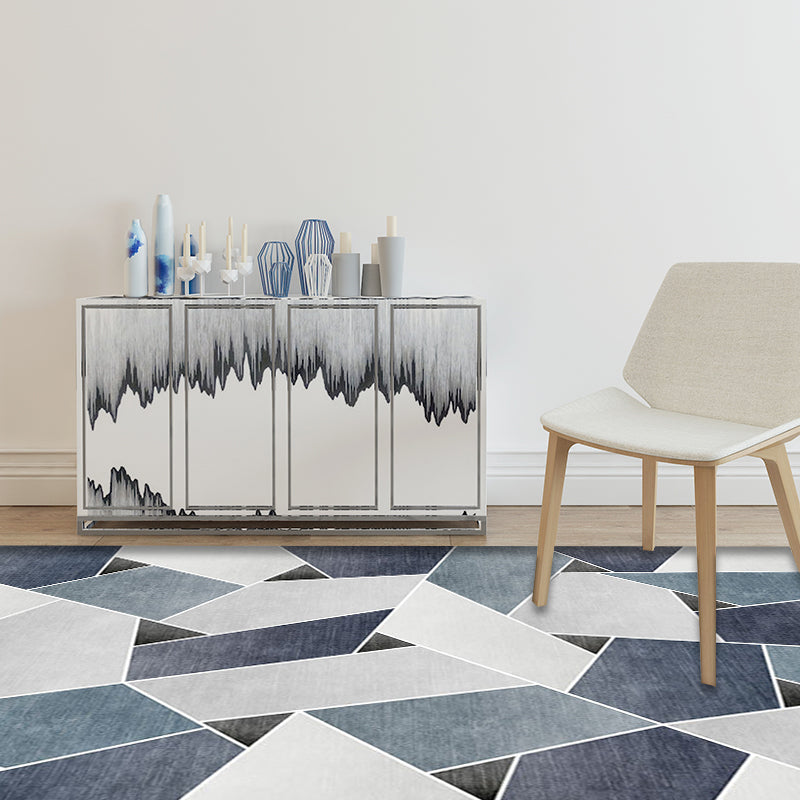 Unique geometric pattern rug Blue and Green Modern rug Polyester Washable Pet-friendly non-slip rug for the living room | Bowlift