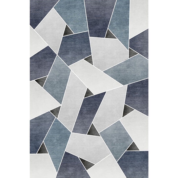 Unique geometric pattern rug Blue and Green Modern rug Polyester Washable Pet-friendly non-slip rug for the living room | Bowlift