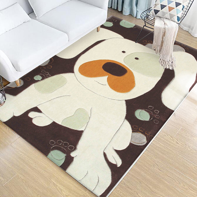 BowLift | Children's Animal Pattern Rug Green Multicolor Polyester Rug Washable Pet-Friendly Non-Slip Rug for the Children's Room