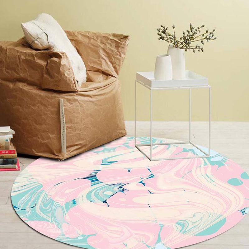 Stylish Pink Multicolor Contemporary Rug Polyester Abstract Watercolor Pattern Rug Non-Slip Pet-Friendly Rug for the Living Room | Bowlift